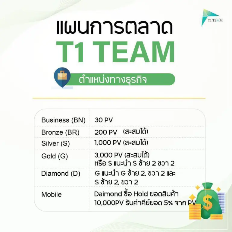 แผนการตลาดทีวันทีม<br />
 ตำแหน่งทางธุรกิจ